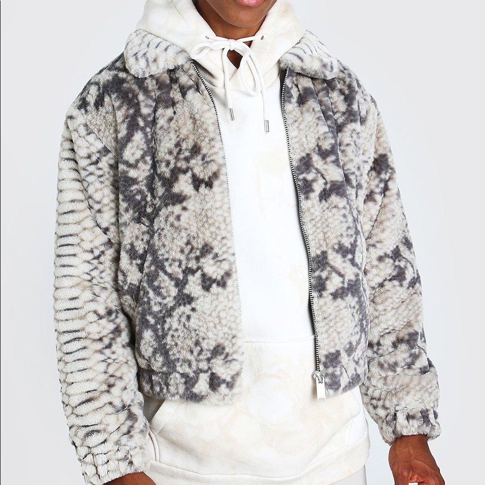 Faux fur Bomber Jacker Snake pattern High Quality